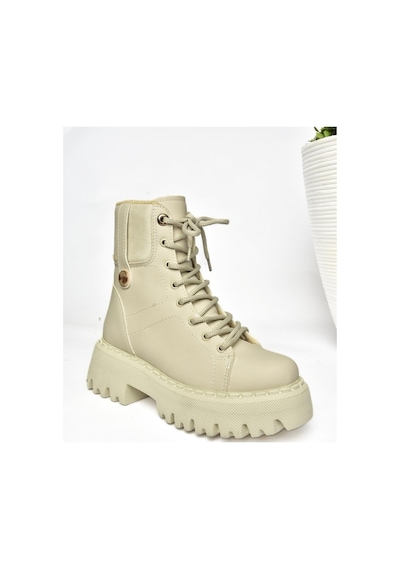 Fox Shoes R973970109 Bej Kalın Tabanlı Kadın Bot Bej