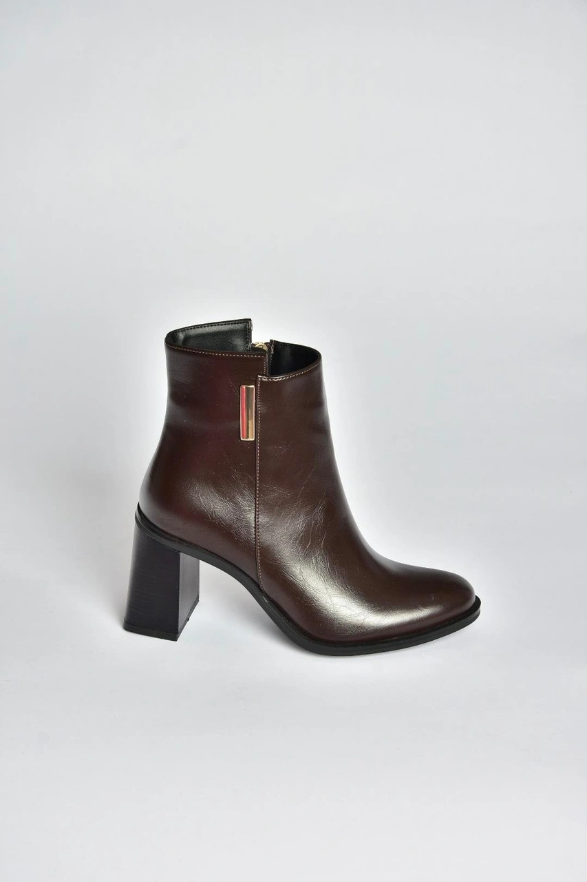 Fox Shoes V518103109 Kahverengi Kalın Topuklu Kadın Bot Kahverengi-suni Deri