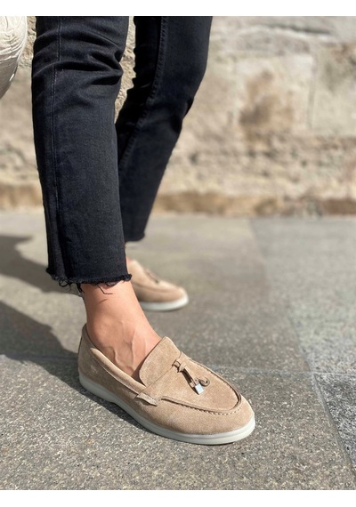 Lou Bisküvi Hakiki Süet Kadın Casual Ayakkabı BİSKÜVİ