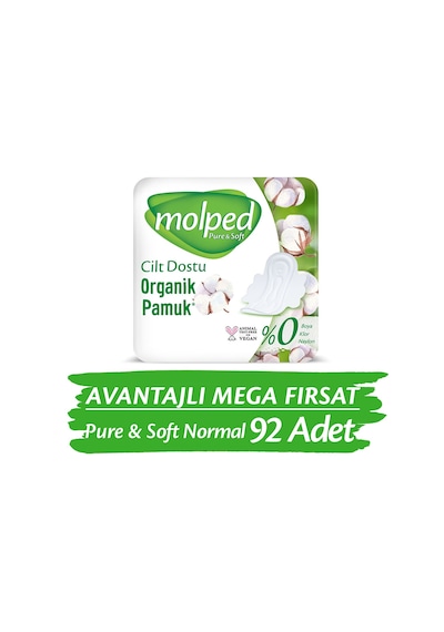Molped Pure&Soft Normal Hijyenik Ped Avantajlı Mega Fırsat Paketi 92 Adet