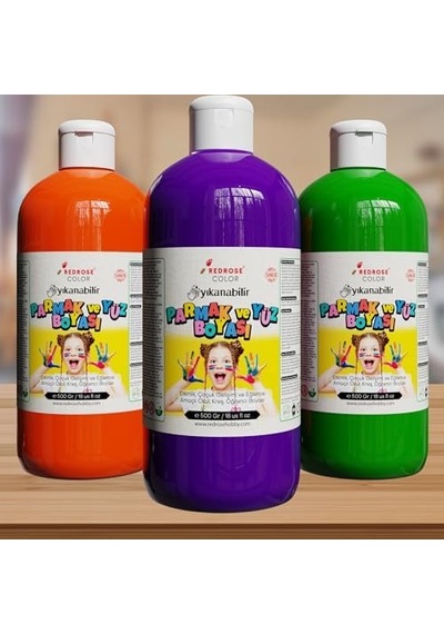 Yeşil, Mor, Turuncu Parmak Boyası 3'lü Set 3x500 Gr Diğer