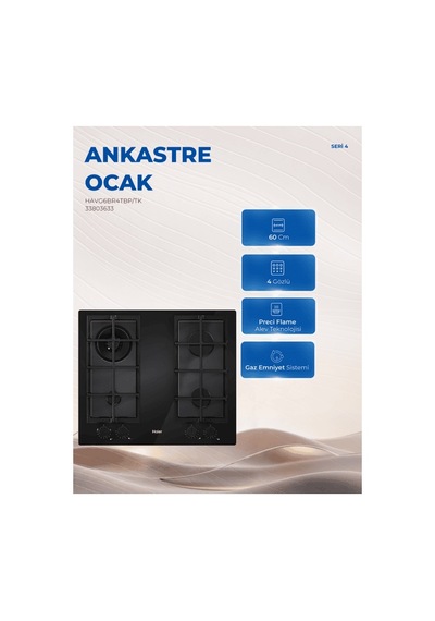 Haier HAVG6BR4TBP/TK Ankastre Gazlı Ocak