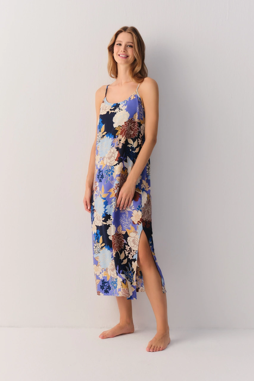 Suwen Flowery Night Uzun Gecelik Sh26404613l846 Çiçek Desenli