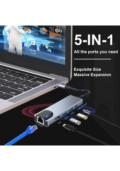 Tr Usb C Hub Çoklu Bağlantı Noktalı Adaptör, 8in1 Arada Usb C Yerleştirme İstasyonu, 4k Hdmı, Rj45 Ethernet, Usb3