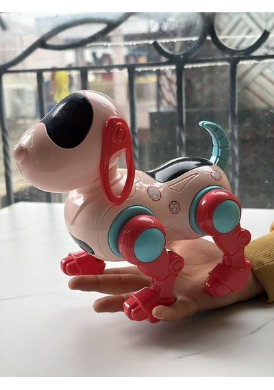 Yürüyen Robot Müzik Ve Işıklı 16 Cm Sallanan Kafalı Gerçekçi Haraketli Eğlenceli Oyuncak Köpek Pembe
