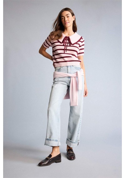 Defacto Crop Top Büyük Yaka Kazak H6636ax26sppn450 Pembe-pn450