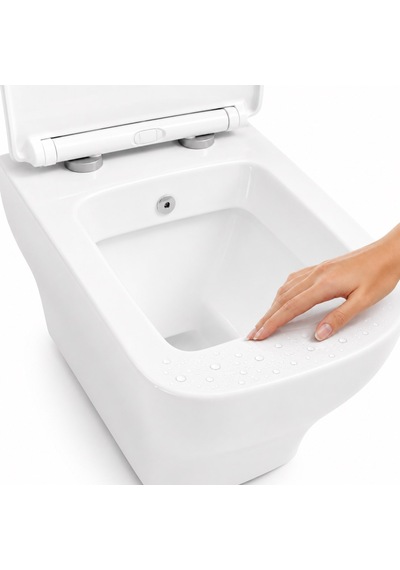 Dura Bagno Petra Kare Asma Klozet Rimless 54 Cm Yavaş Kapanır Kapak Dahil Beyaz Dbo.36.01.03.01