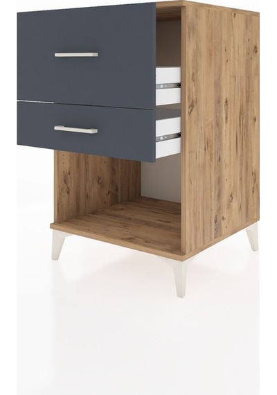 Kronos Komodin 2 Çekmeceli 60x59x96 Çam-antrasit Atlas Çam