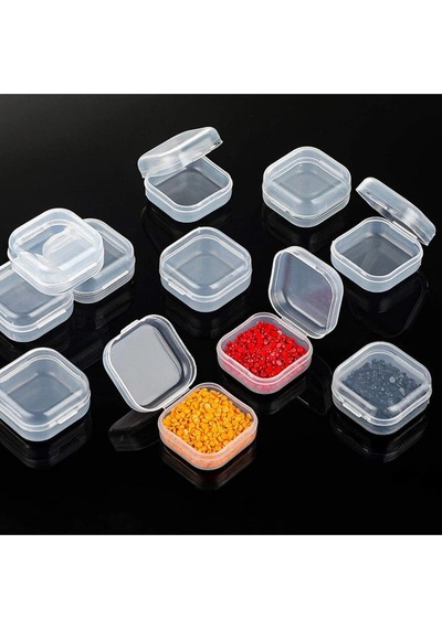 5 Adet Mini Şeffaf Plastik Saklama Kabı Şeffaf Kare Kutu Küpe Takı Plastik 32 X 35 Beyaz Cn Diğer