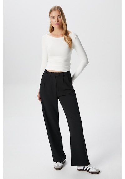 Ritnice Kayık Yaka Need Uzun Kollu Ekru Soft Top / Bluz Ekru