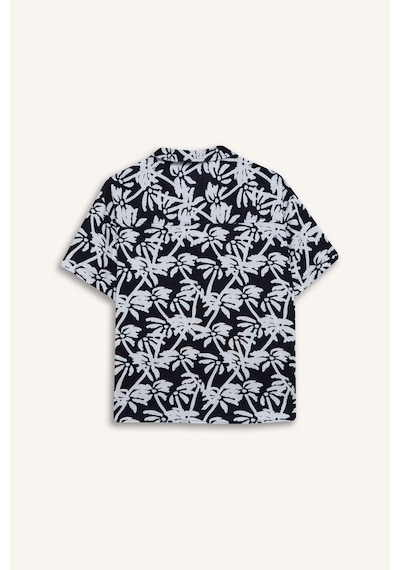 DeFacto Erkek Çocuk Oversize Geniş Kalıp Polo Yaka Desenli Kısa Kollu Gömlek E2969A825SMNV146