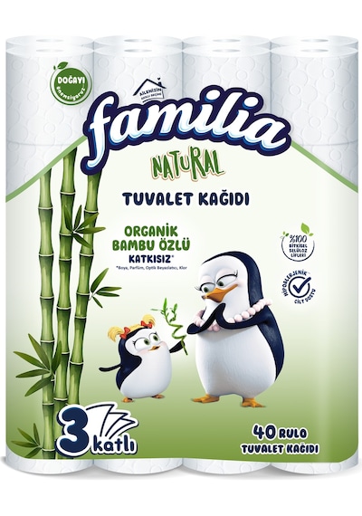 Familia 3 Katlı Bambu Natural Tuvalet Kağıdı 40 Rulo