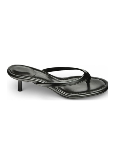 Fox Shoes Y518342809 Siyah Parmak Arası Kısa Topuklu Kadın Terlik Siyah