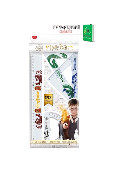 Maped X Dekomus Lisanslı Harry Potter Magic School Collection 30 Cm 4'lü Cetvel Seti "dekomus Cep Defteri Hediyeli" Altın