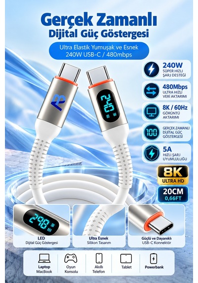 Apollobell Cch10-007 240w Süper Hızlı Şarj Kablosu