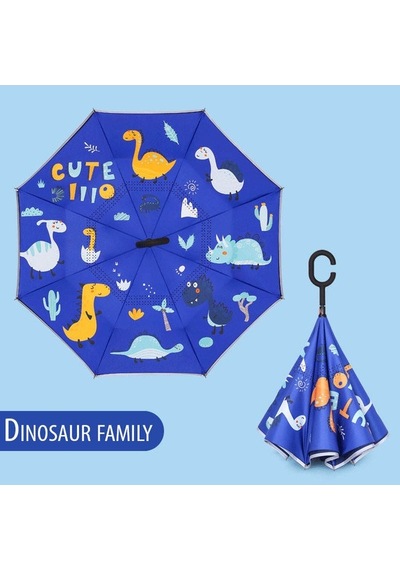 Çocuk Şemsiye Ters Şemsiye Dinasour Family