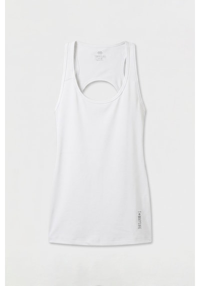 TOMMYLIFE Beyaz Standart Fit Sırt Detaylı Performans Kadın Spor Atlet - 97297