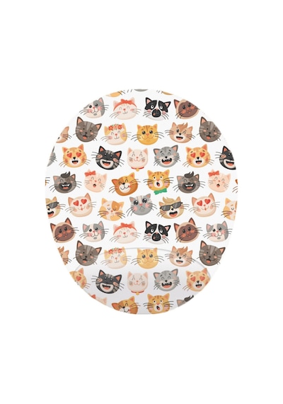 Kediler Minik Kafalar - Bilek Destekli Oval Mouse Pad 20x23 Cm Mousepad