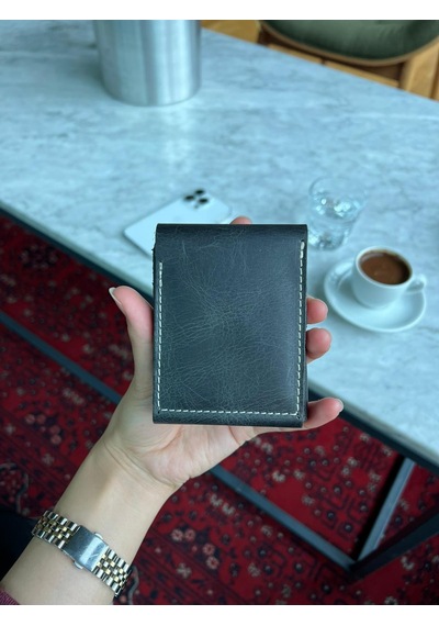 Mft Leather Hakiki Deri Çıtçıtlı Erkek Cüzdan Nova 5801 Antrasit