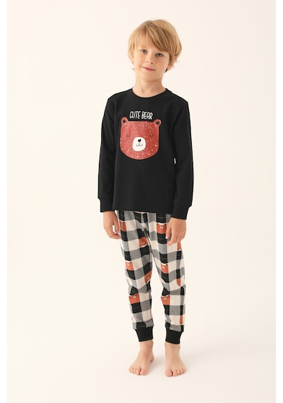 Rolypoly Siyah Erkek Çocuk Uzun Kol Pijama Takım Siyah