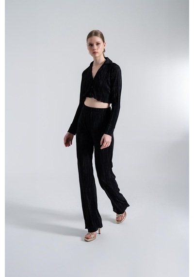 Holly Lolly Crop Model Düğme Kapamalı Comfy Crop Gömlek Siyah