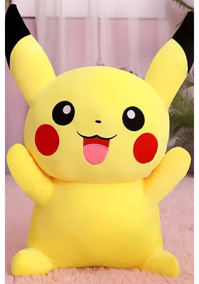 Büyük Boy Pokemon Pikachu Peluş Oyuncak Pokemon Pikaçu Oyuncak 40 Cm Açık Sarı