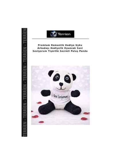 Premium Romantik Hediye Uyku Arkadaşı Hediyelik Oyuncak Seni Seviyorum Tişörtlü Sevimli Peluş Panda Çok Renkli