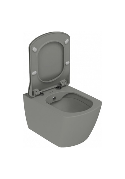 Creavit Elegant Rim-off Duroplast Yavaş Kapanan Klozet Kapaklı Cool Grey Set