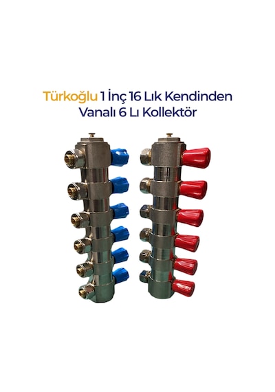 1'inç 16 Lık Kendinden Vanalı 6'lı Kollektör Takıl Halinde Satılır 2 Adet Kırmızı-mavi Diğer