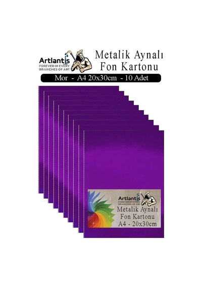 Metalik Aynalı Fon Kartonu 10 Lu A4 20x30 Cm 1 Paket Okul Sınıf Dekoratif Pırıltılı Folyo Kağıt Dekoratif Anas