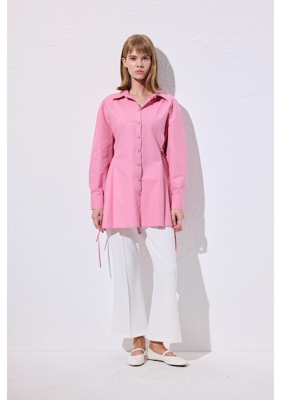 Manuka Bağlama Detaylı Gömlek Pembe Ss25gml00018-78 Pembe