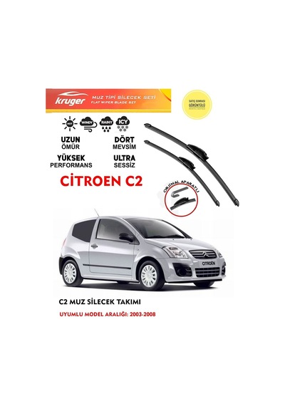 Citroen C2 Silecek Silgi Silgeç Silgeç Silgi Takımı 2005 Model Araca Özel Aparat