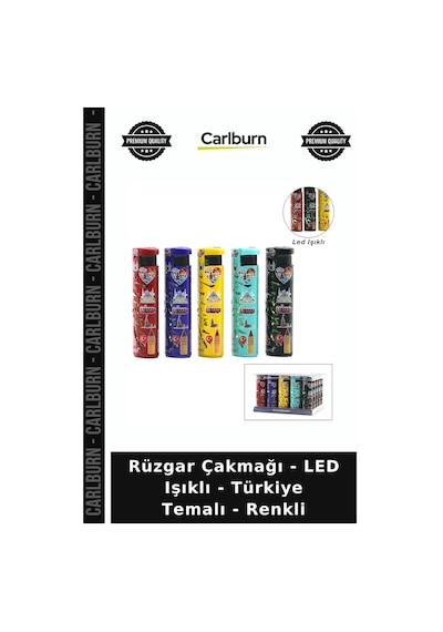 Özel Üretim Hediyelik Hatıra Koleksiyon Rüzgar Çakmağı - Led Işıklı - Türkiye Temalı - Renkli
