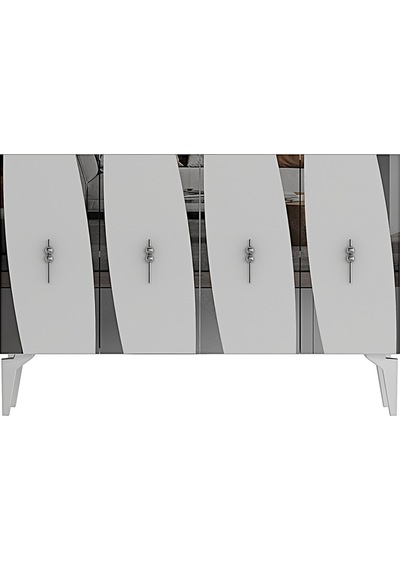 Ka1213bs Elips Konsol Ve Tv Sehpası Beyaz-silver 120cm