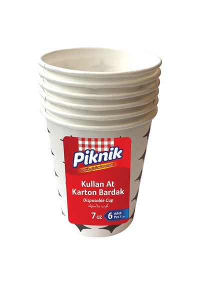 Piknik Kullan At Karton Bardak 7 Oz 6'lı 1483 Açık Mavi