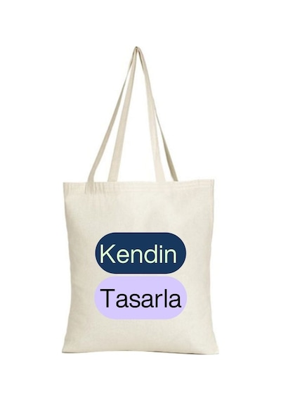 Kendin Tasarla Kişiye Özel Baskılı Keten Bez Çanta Çok Renkli