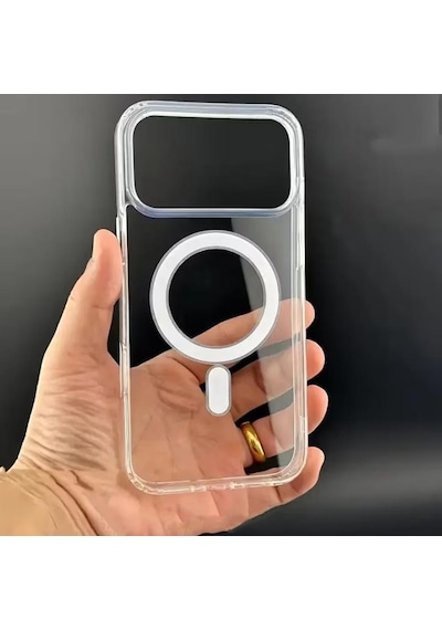 Apple iPhone 17 Pro Max Uyumlu Yumuşak Magsafe Kablosuz Şarj Destekli Şeffaf Kılıf Kamera İçin Yükseltilmiş Çerçeve
