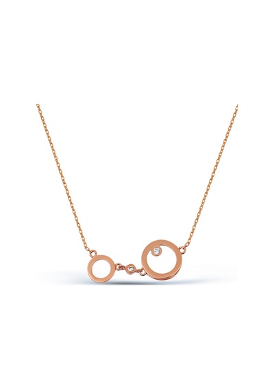 Kuyumcudukkani"sen Ve Ben"taşlı Yuvarlak Figürlü Kolye-37129-r-w Rose Gold