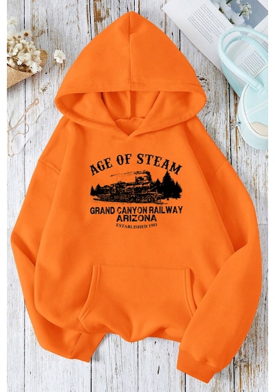 Uyguntarz Age Of Steam Baskılı Sweatshirt Turuncu