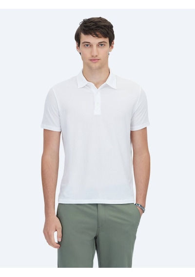 Kip Beyaz Desenli Polo Yaka T-shirt
