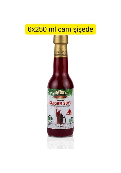 6 Adet Adana Şalgamı 250ml. Cam Şişede Acılı
