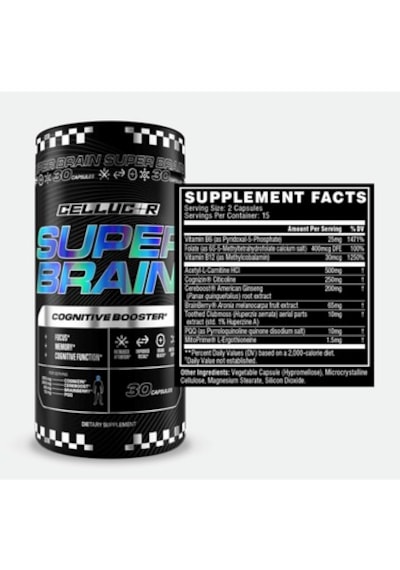 Cellucor Super Brain Cognitive Focus Vitamin B12 Folate Acetyl-l-carnitine Cognizin Citicoline Pqq 30 Caps Aromasız