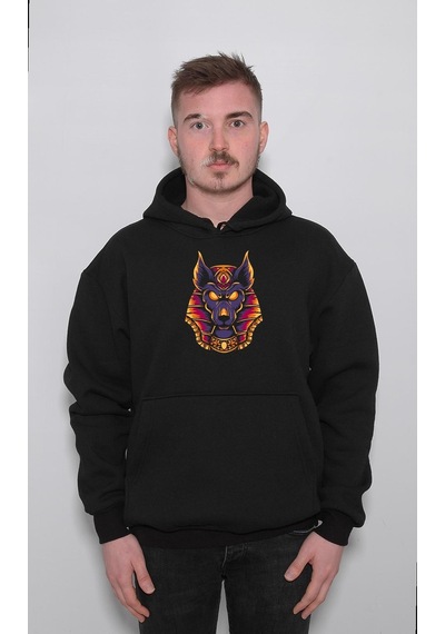 Anubis Mısır Egypt Piramit Firavun Köpek Sweatshirt Unisex Kapüşonlu Hoodie 001