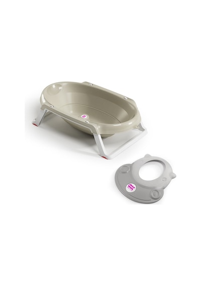 Okbaby Bebek Banyo Seti Onda Slim Katlanır Küvet + Hippo Duş Şapkası A.gri