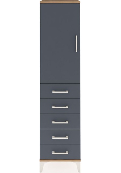 Arges Dolap Tek Raflı 5 Çekmeceli Tek Askılı 44x30x182 Çam-an... Çam