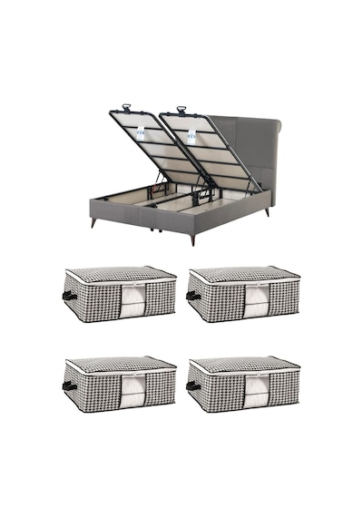 Baza Altı Uyumlu 4 Adet Lüks Pencereli Dolap Hurcu 64x45x22 Cm Siyah