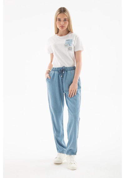 Fashıon Frıends Fashion Friends 25y0657k1 Kadın Beli Bağlamalı Denim Pantolon A.mavi