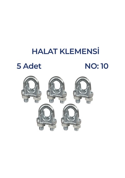 Çelik Halat Klemensi No:10 Güçlü Halat Bağlantı Ve Sabitleme Parçası 5 Adet