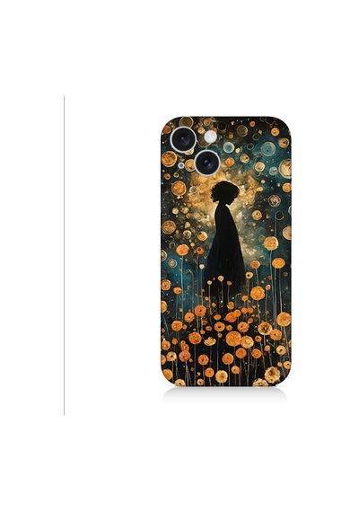 Apple Uyumlu iPhone 15 Plus Yalnız Kadın Desenli Silikon Kılıf Silikon