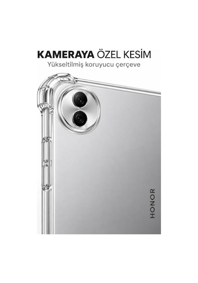 Honor Pad 10 12.1 İnç Şeffaf Antişok Tablet Kılıfı Darbe Emici Köşe Korumalı Esnek Silikon Kılıf Arka Kapak